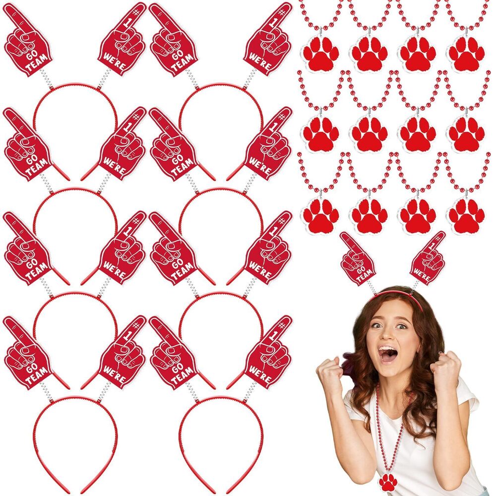 1476 24 Pcs Paw Print School Spirit Week Supplies Foam Finger Headband